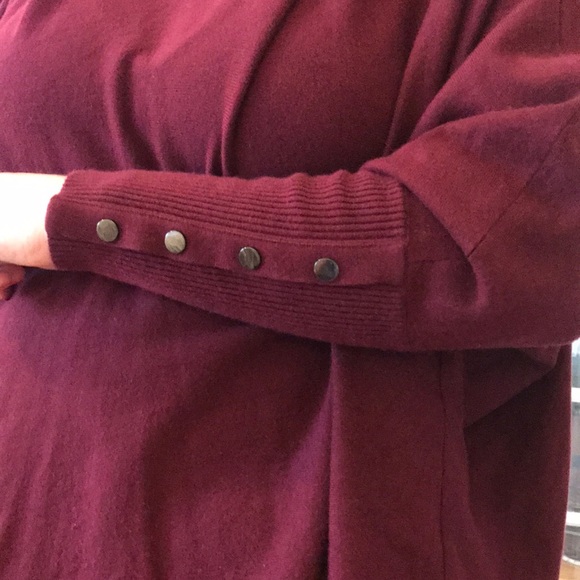 Alfani Burgundy Poncho Sweater Turtleneck Top - Picture 5 of 12